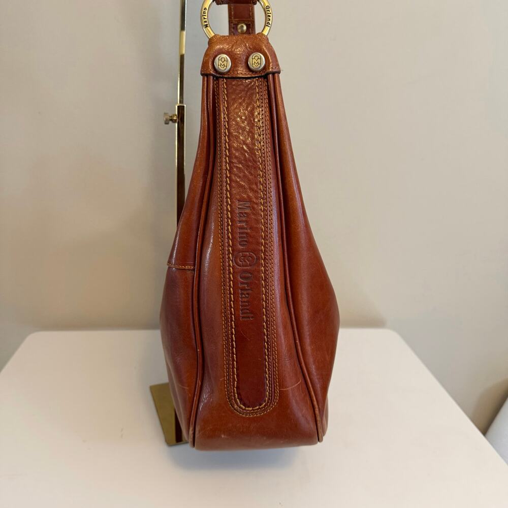 Marino Orlandi Leather Hobo Shoulder Bag Large Brown Italian Designer Luxury - Picture 12 of 16
